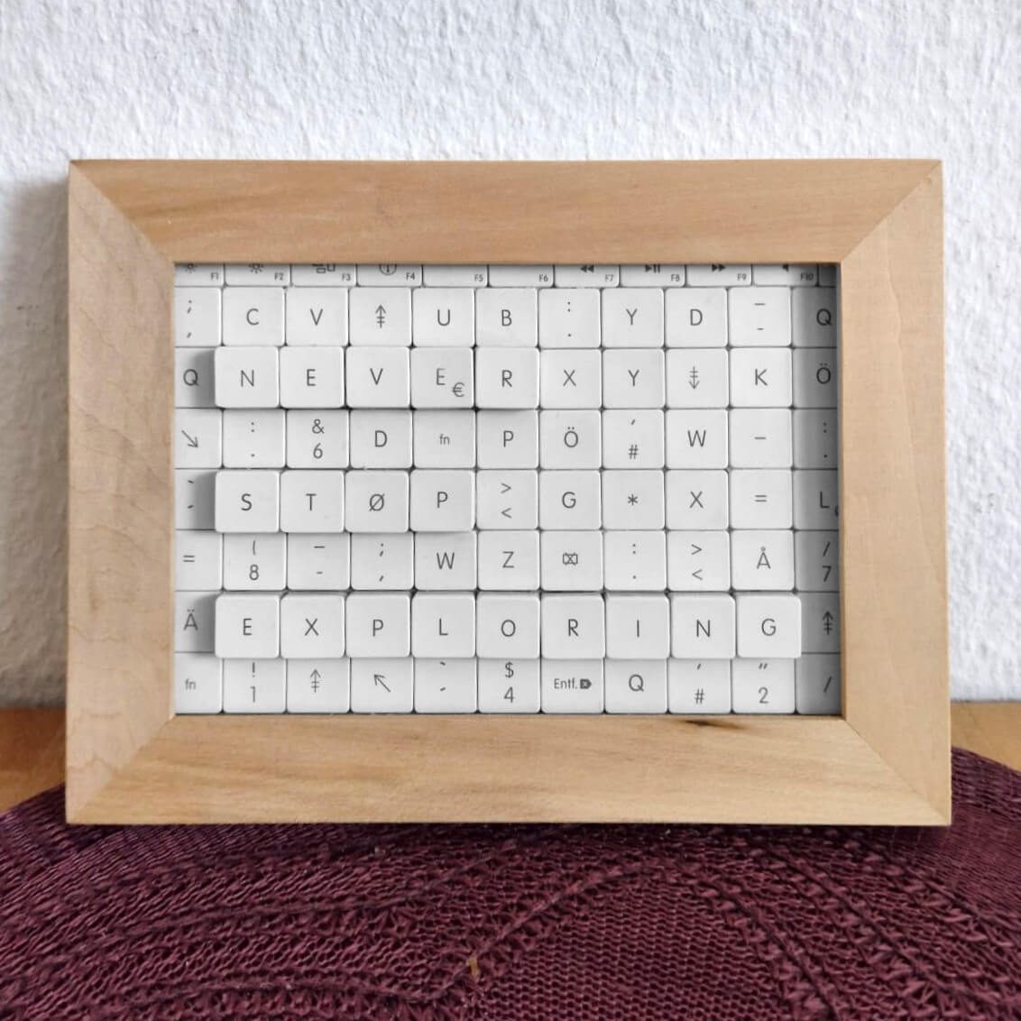 Mosaik aus Tastaturtasten mit hervorgehobenen Wörtern Detailaufnahme