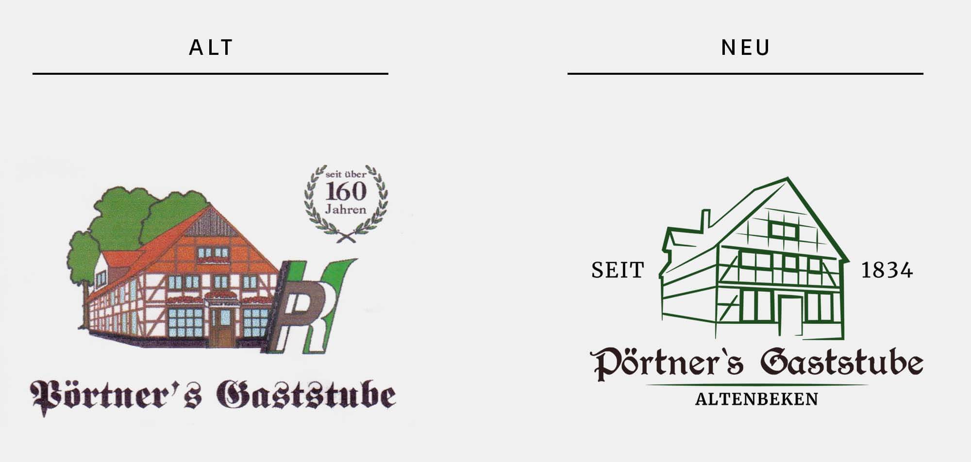 Pörtners Gaststube Logo Vergleich Alt Neu